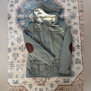 Element Olive Military Jacket with Brown Patches